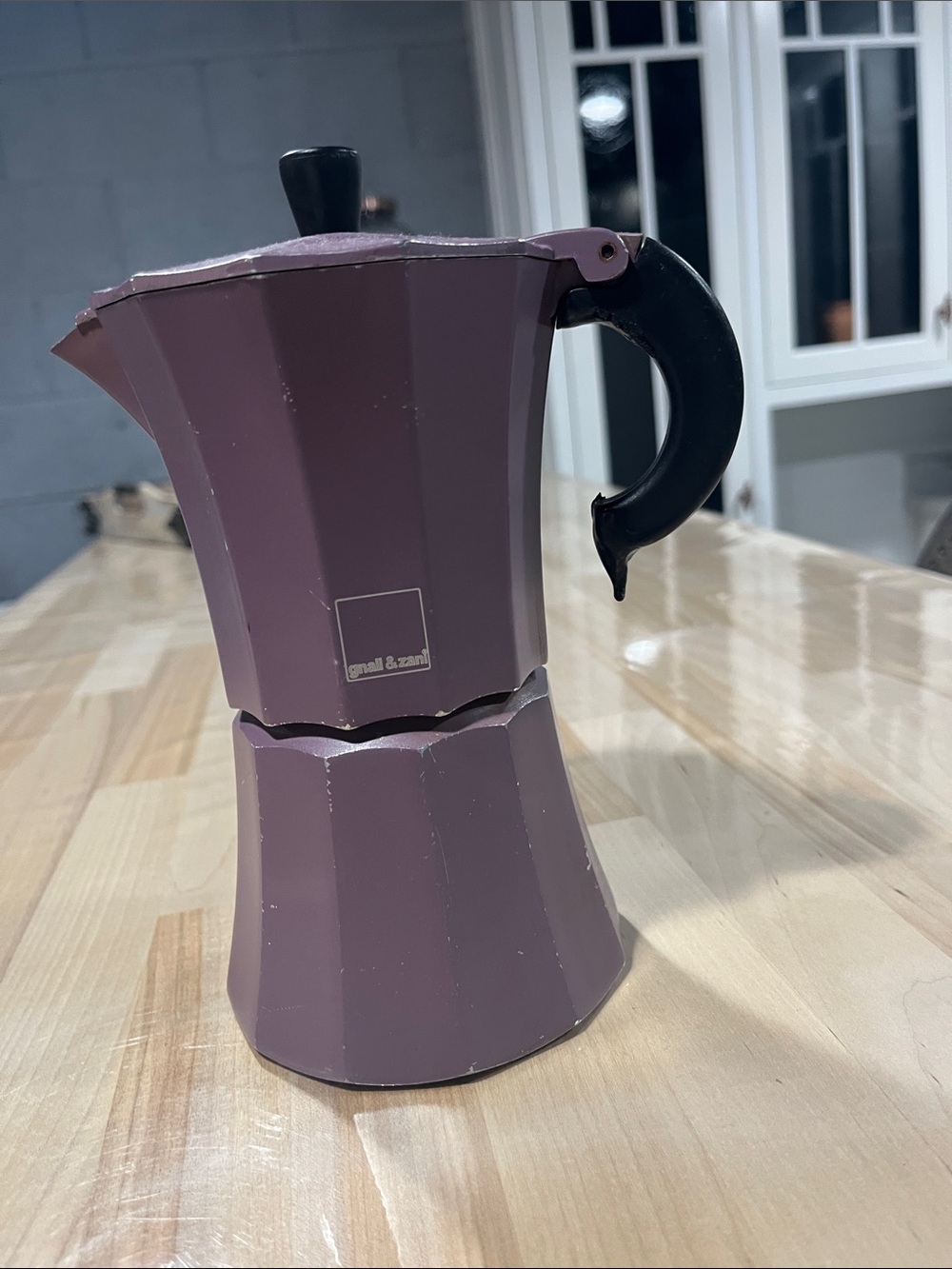 Purple Stovetop Moka Pot Coffee Maker with Black Handle